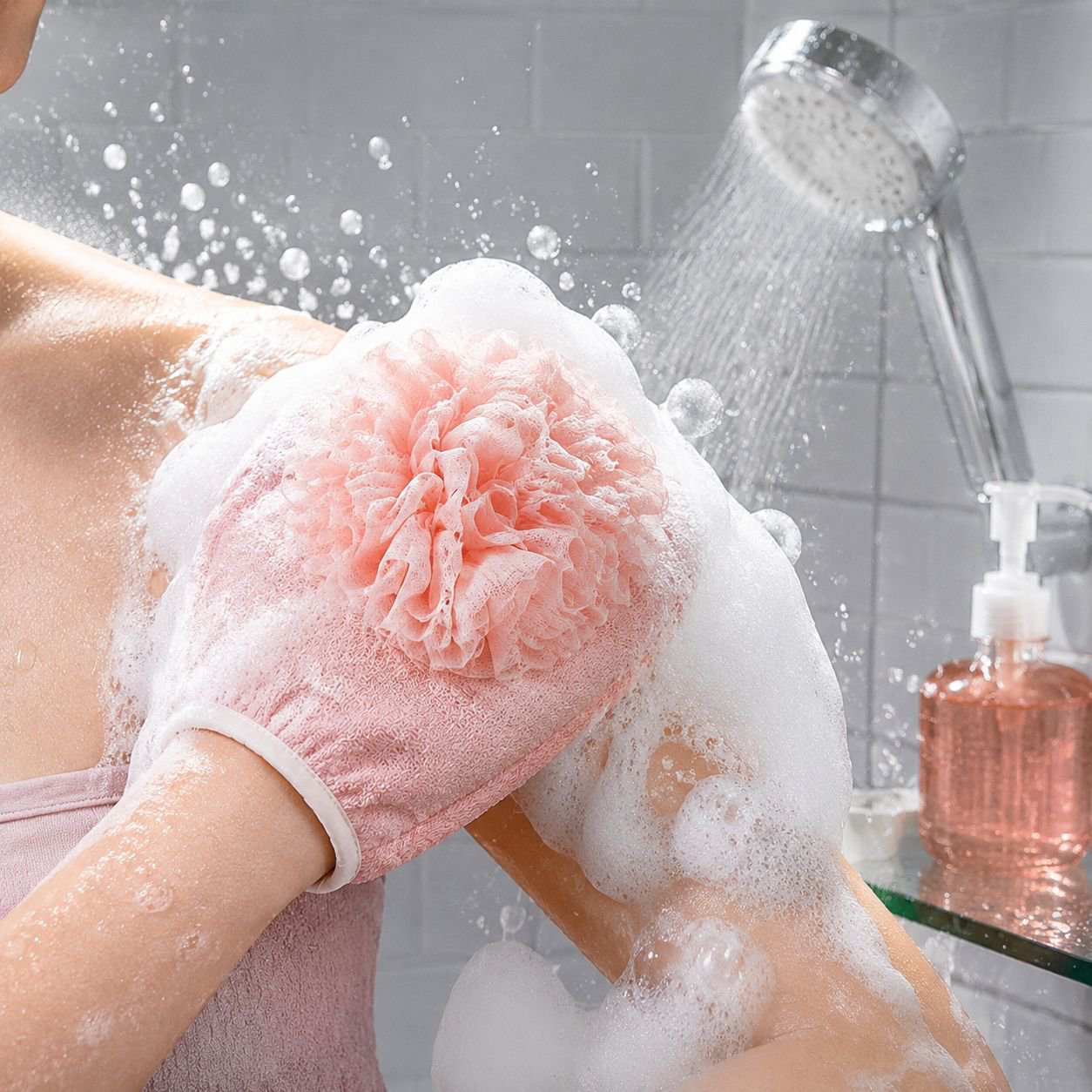 JMY Multifunctional 2-in-1 Bath Towel and Foaming Sponge