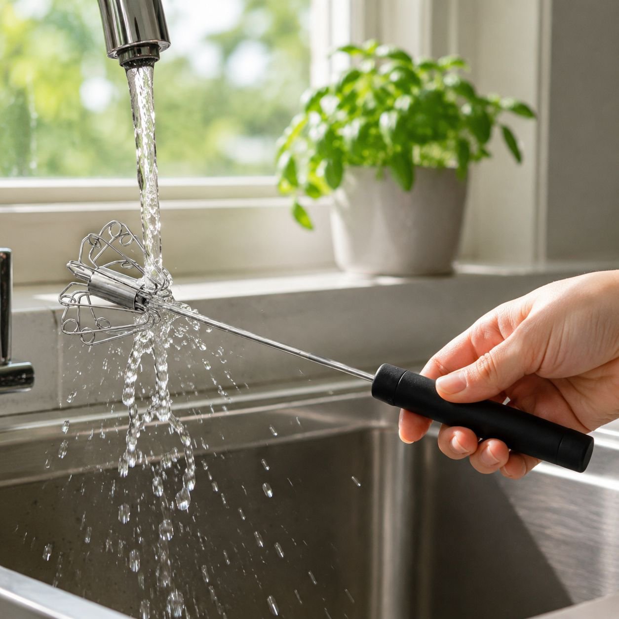 High-efficiency manual egg beater in modern kitchen