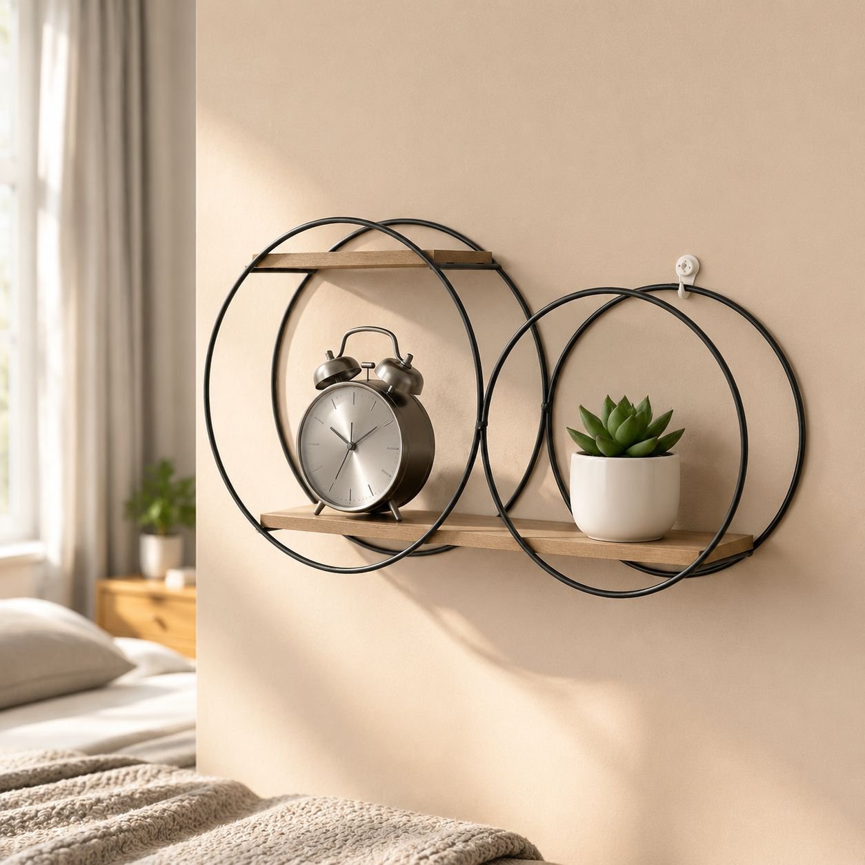 Dormitory wall-mounted shelf for essentials