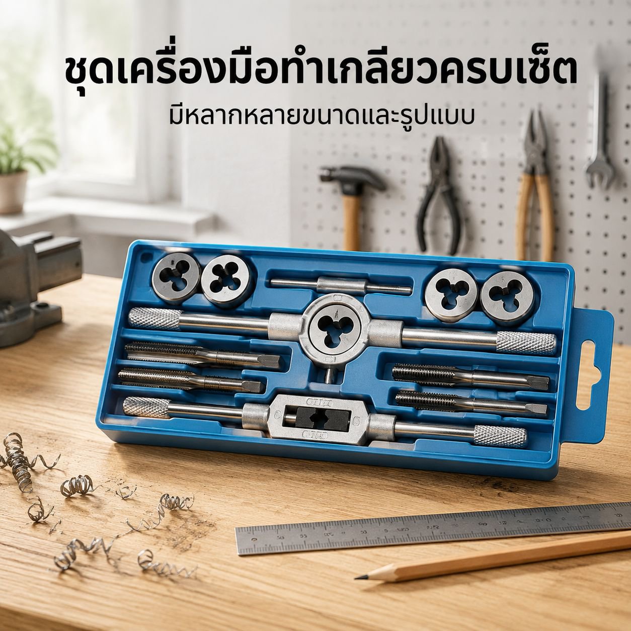 ดอกต๊าป ดาย ประแจ และเครื่องมือช่างแบบต่างๆ หลายขนาด