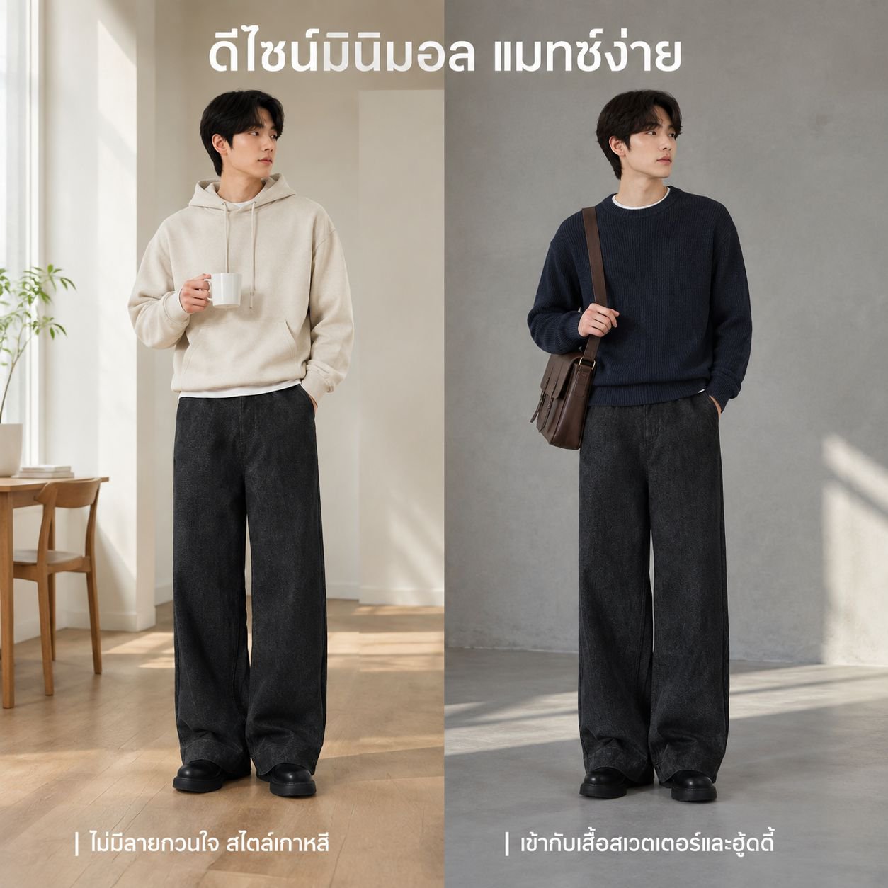 กางเกงขายาวผู้ชาย ทรงหลวม สำหรับฤดูใบไม้ร่วงและฤดูหนาว