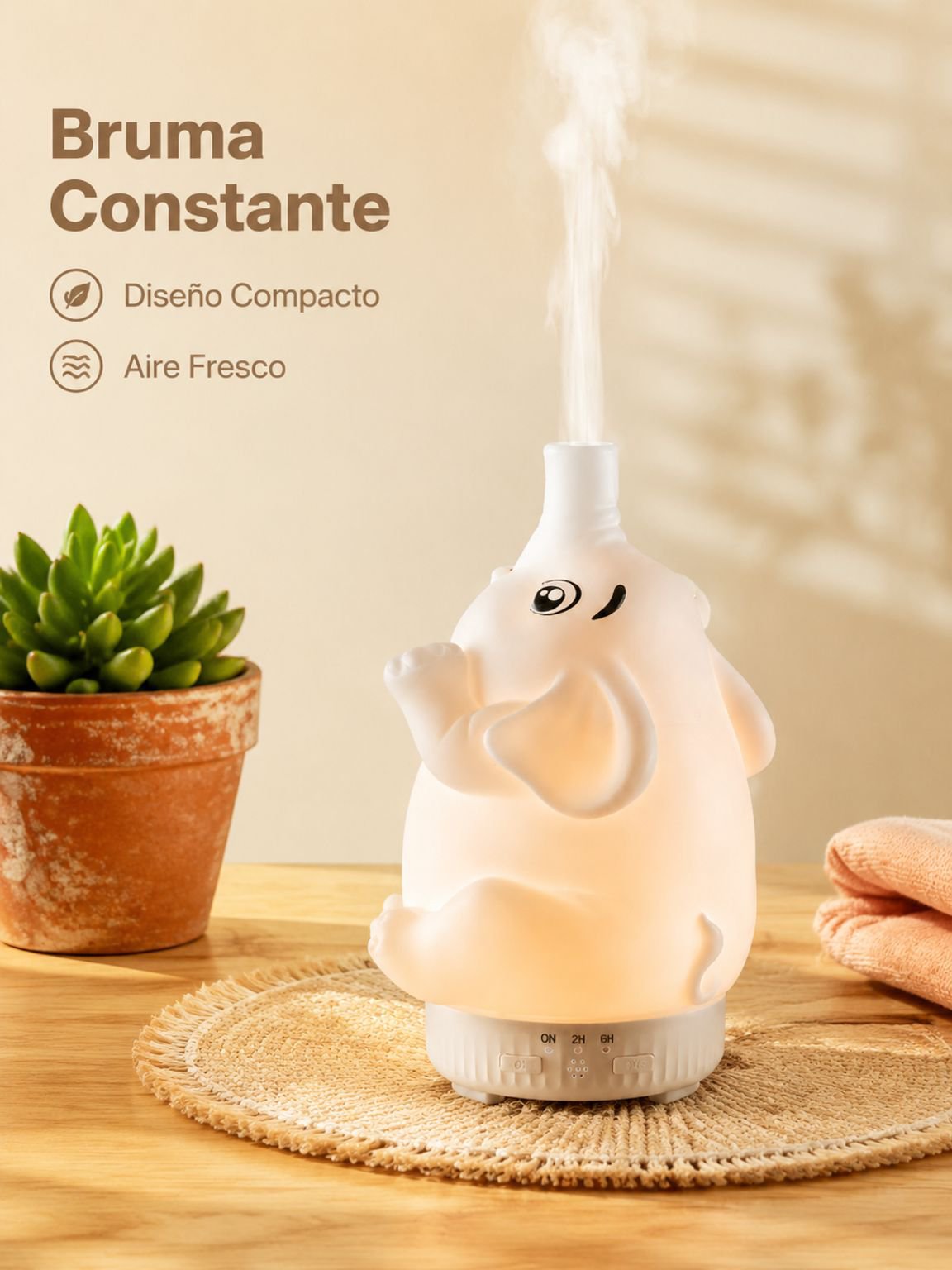 Humidificador Difusor de Aroma Mini Silencioso con Luces de Siete Colores