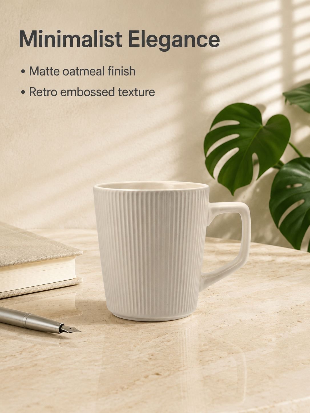Home Use Large Capacity Embossed Ceramic Coffee Cup Water Cup