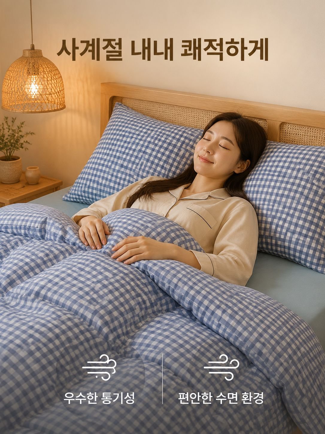 순면 체크 패턴 침구 4종 세트