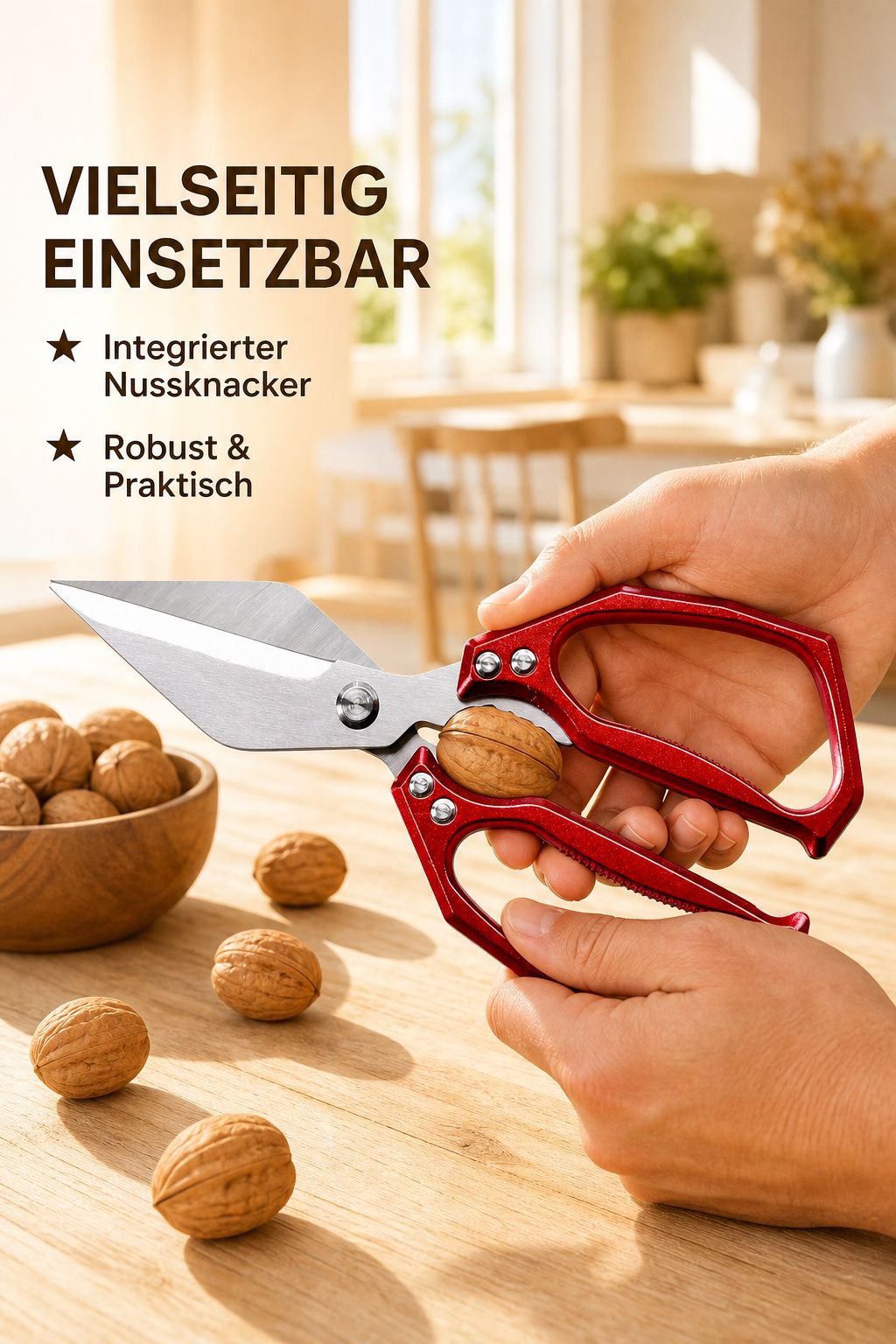 Verstärkte Küchenschere mit großem Kopf