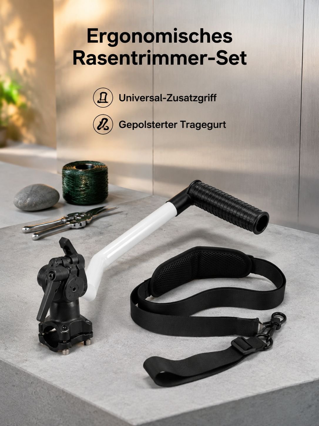 Universal 2er-Set Zusatzhandgriff und Schultergurt für Unkrautentferner, Rasenmäher Ersatzteile