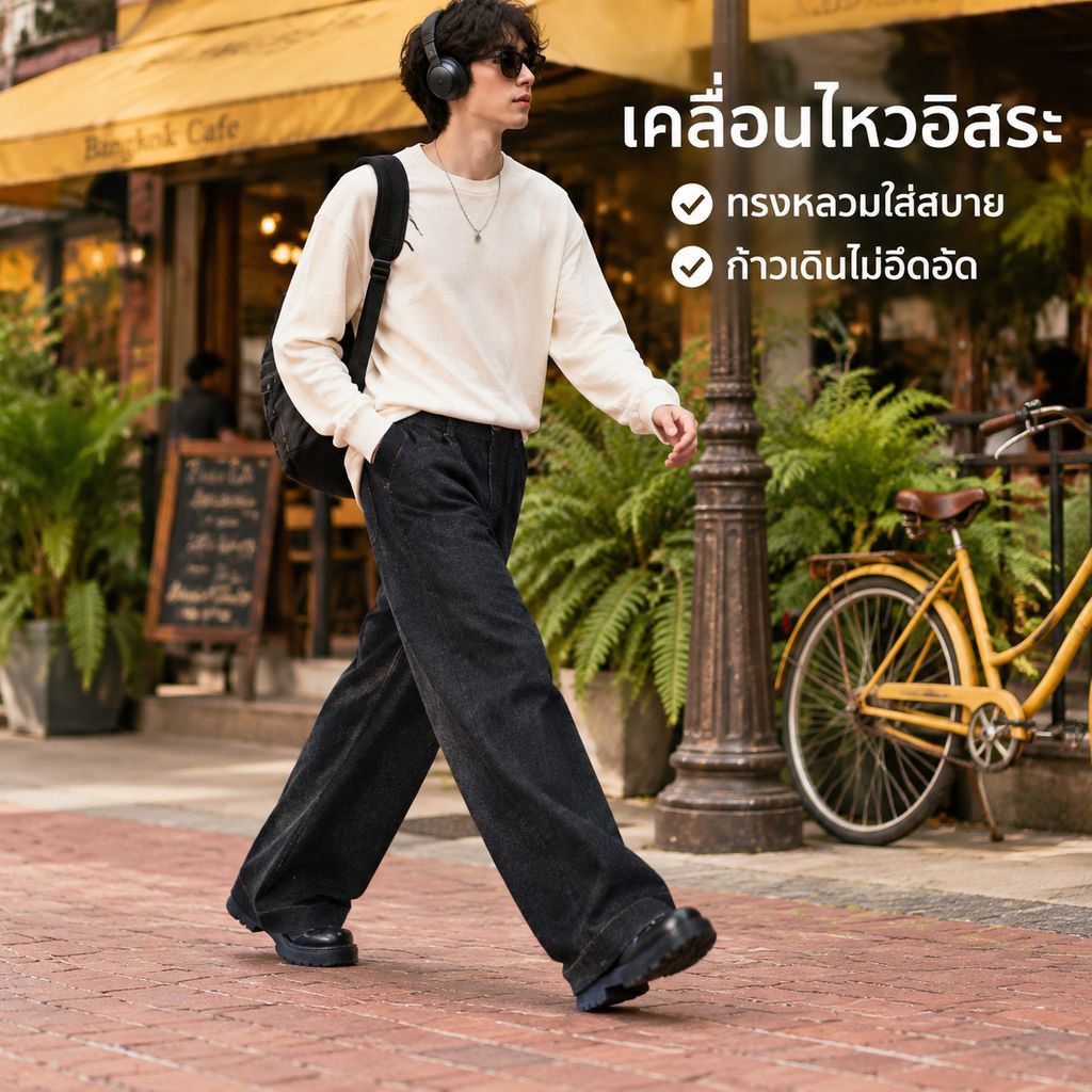 กางเกงขายาวผู้ชาย ทรงหลวม สำหรับฤดูใบไม้ร่วงและฤดูหนาว