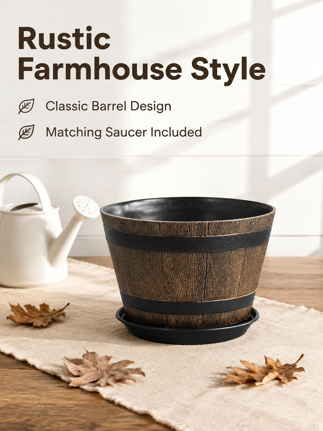 Thickened Wooden Barrel Flower Pot