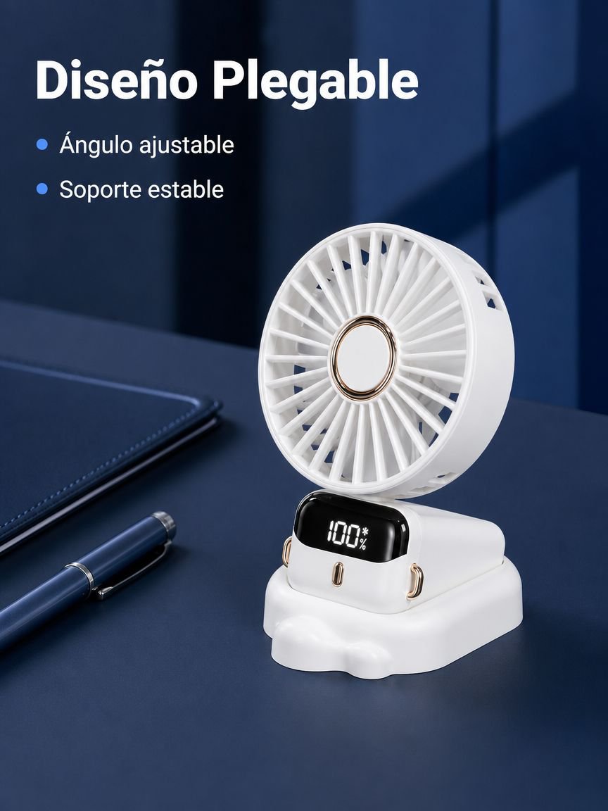 Mini ventilador portátil de mano USB con aromaterapia, silencioso, plegable y pantalla digital