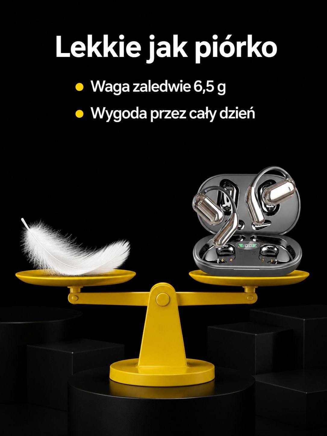Nowoczesny design słuchawek Bluetooth z otwartą konstrukcją