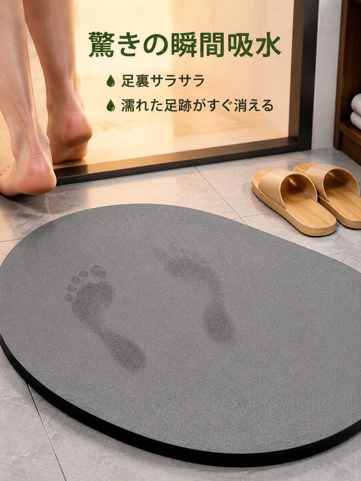滑り止め吸水珪藻土マット