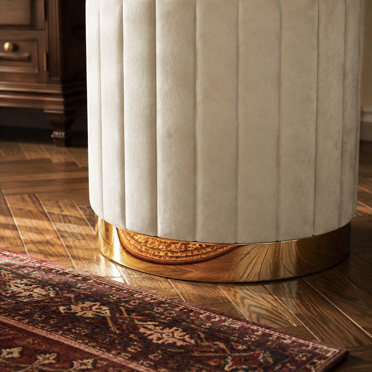 Stylish round stool for makeup and dressing table