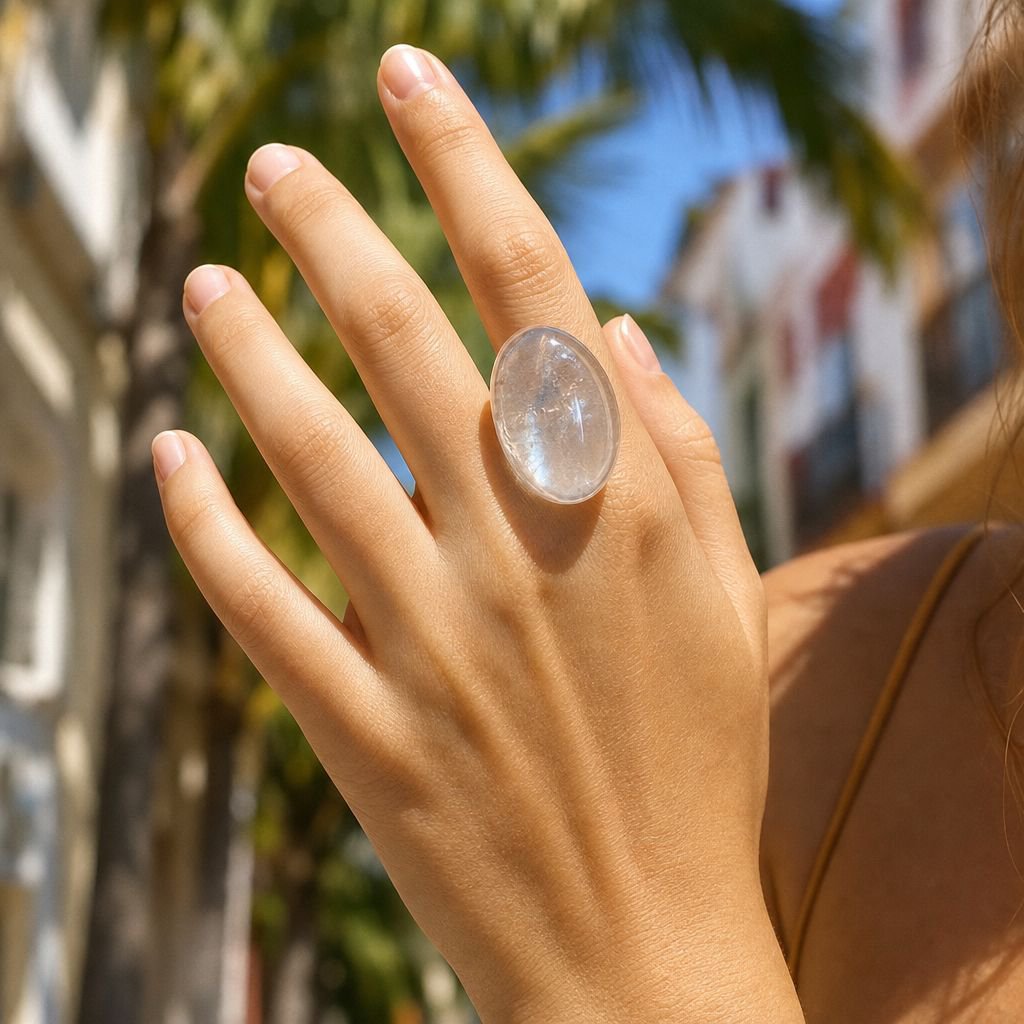 Exaggerated Style Pearlescent Inner Glaze Resin Ring