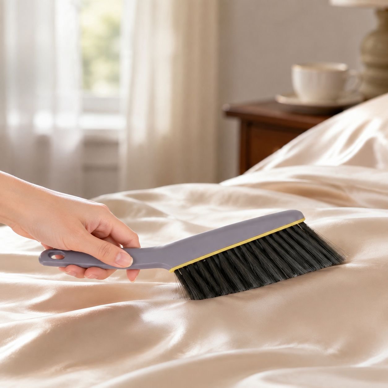Easy bed cleaning using dusting brush set