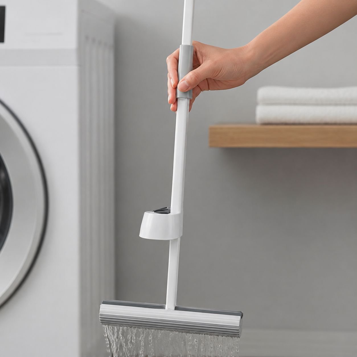 Microfiber mop pad absorbing liquid spills effectively