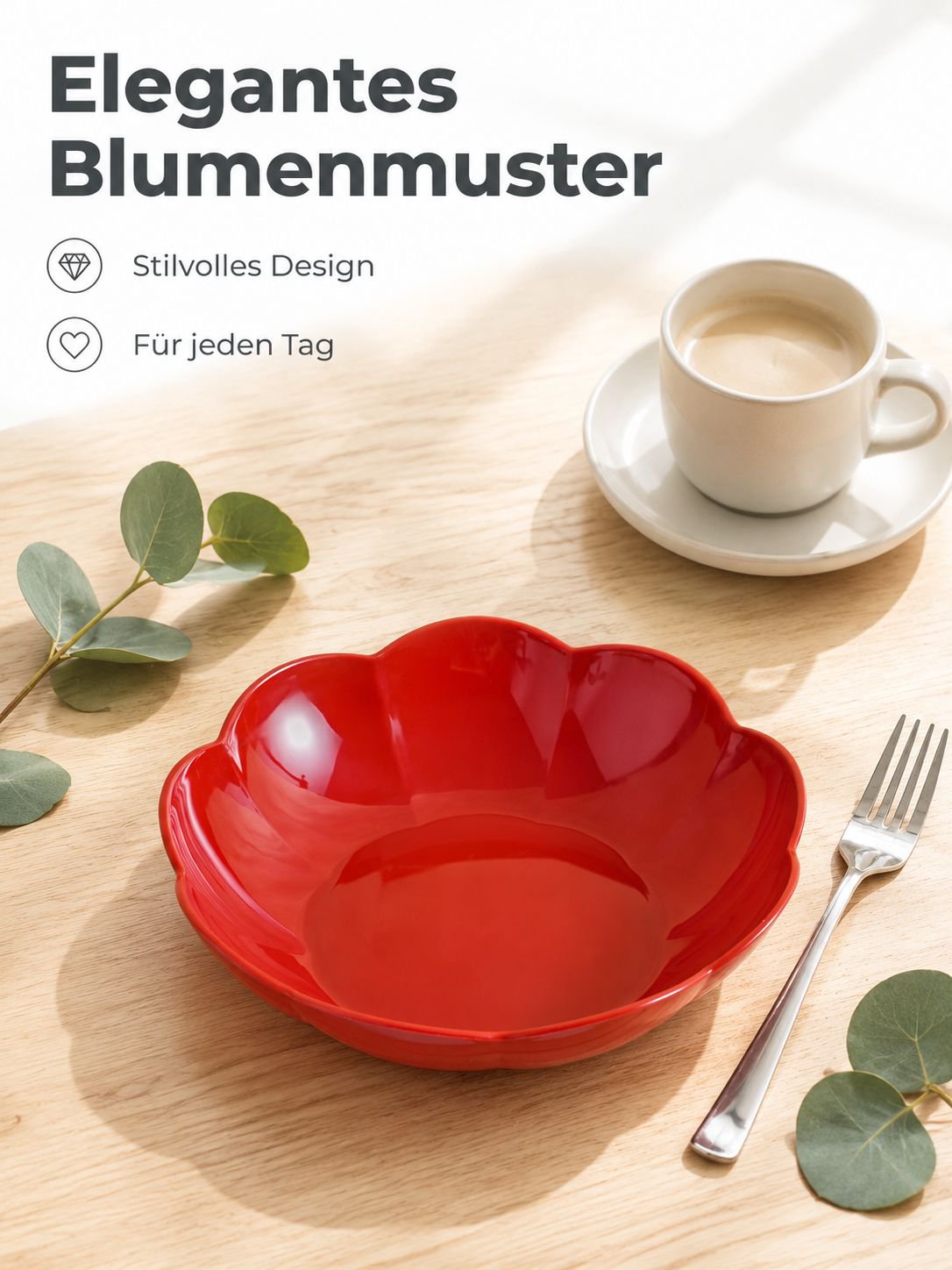 PP bruchsicherer und langlebiger Teller mit Blumenmuster