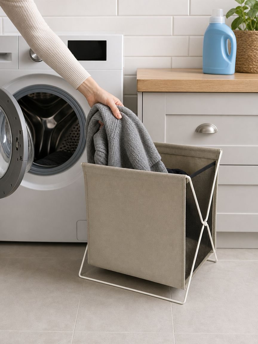 Elegant Scandinavian style laundry organizer