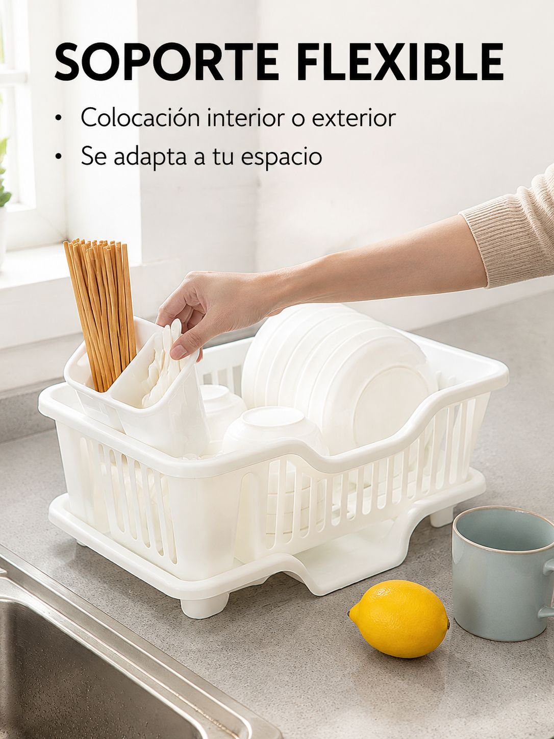 Escurridor de platos multifuncional para cocina