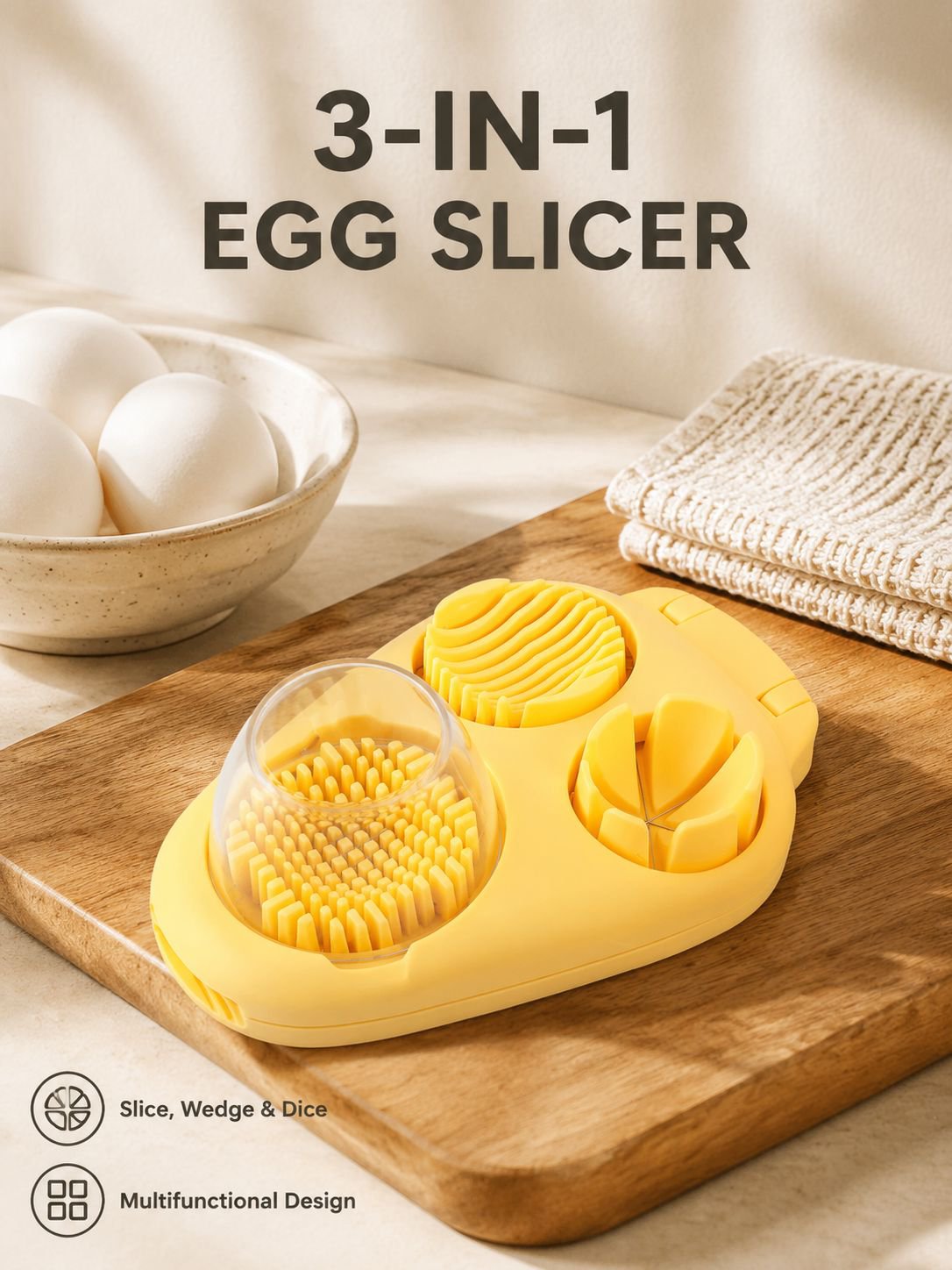 Multifunctional 3-in-1 Egg Slicer for Home Use