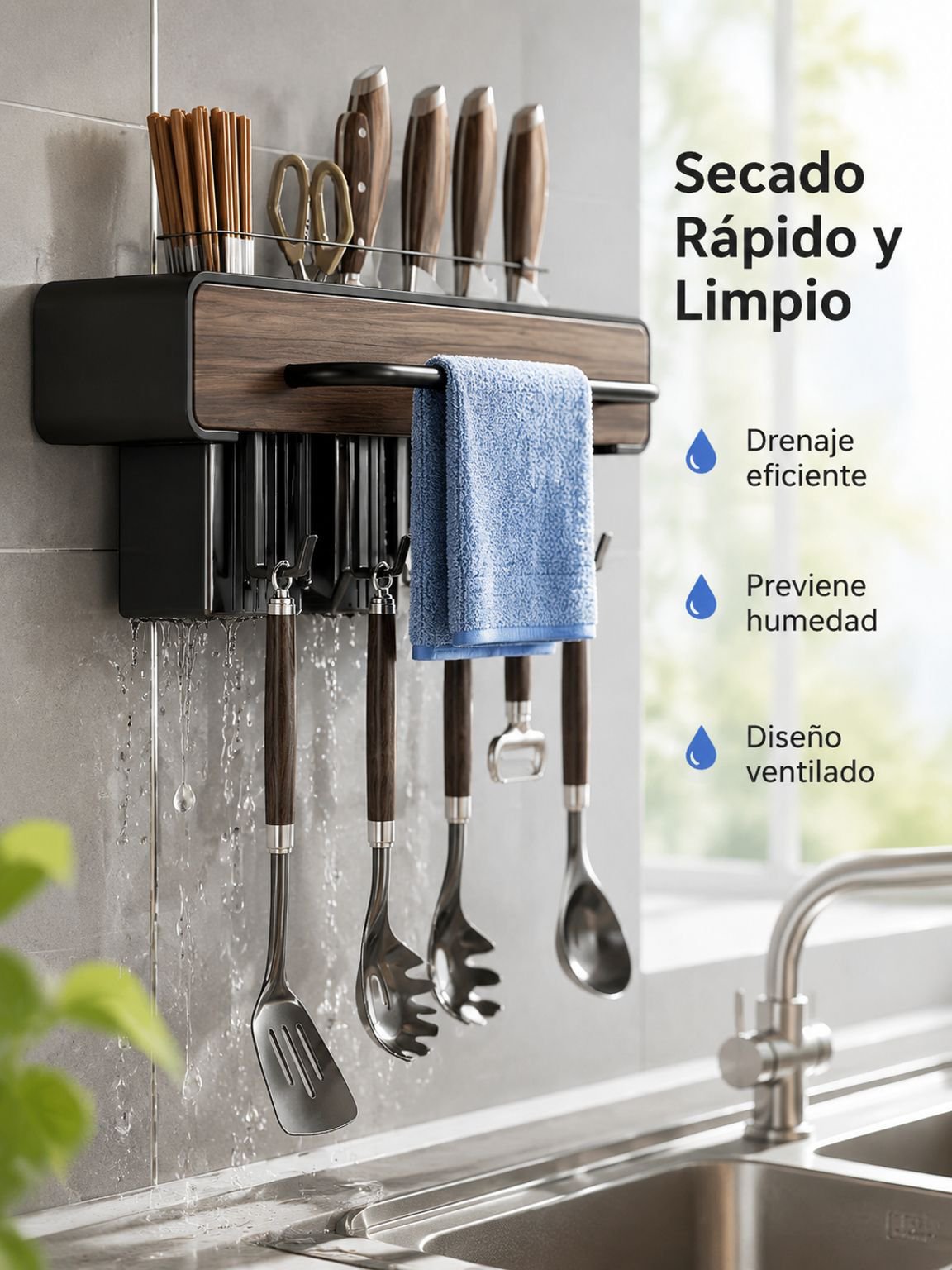 Escurridor multifuncional para fregadero