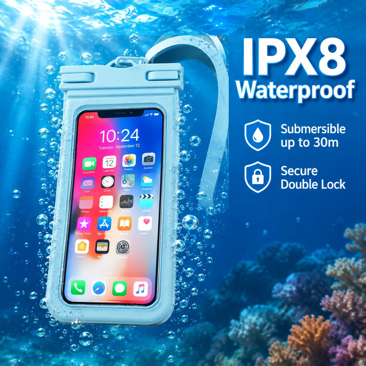 Touch Screen Mobile Phone Waterproof Bag Outdoor Swimming Equipment Transparent Halter Seal Bag Dust