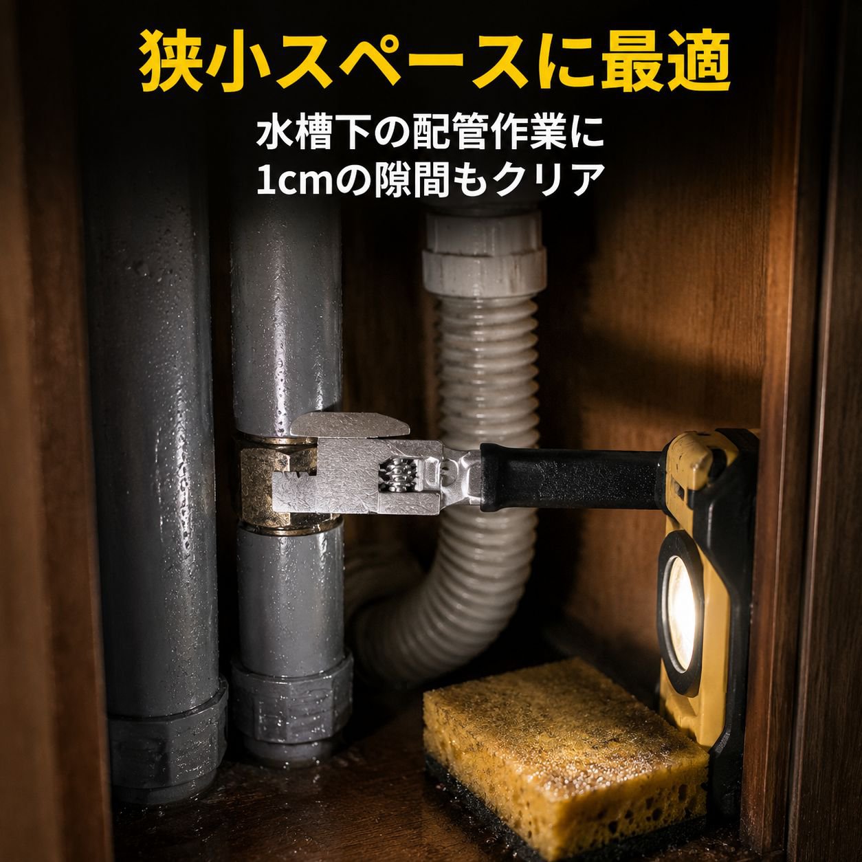万能ワイド口直角パイプレンチF型スパナ