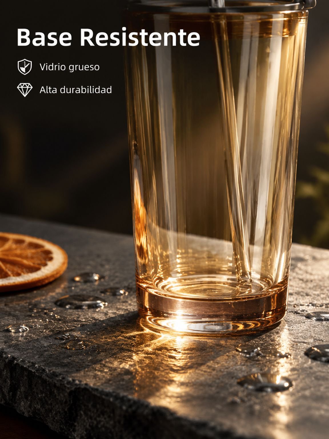 Vaso de vidrio con tapa para bebidas frías