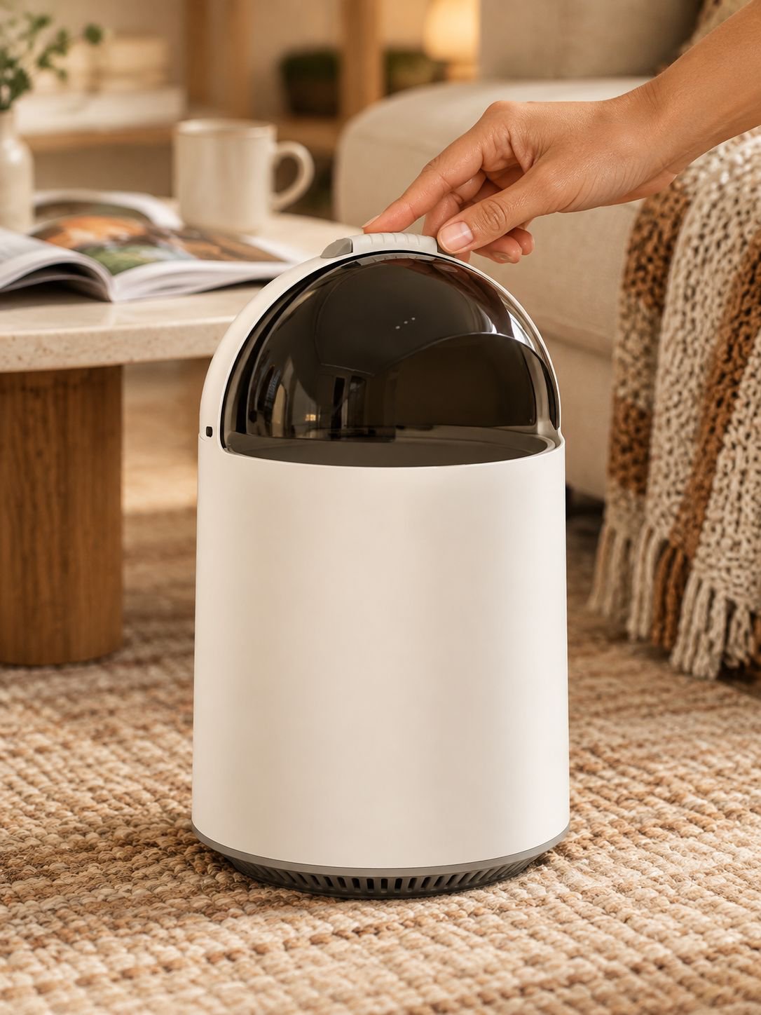 Cubo de basura doméstico automático con cambio y fijación de bolsa