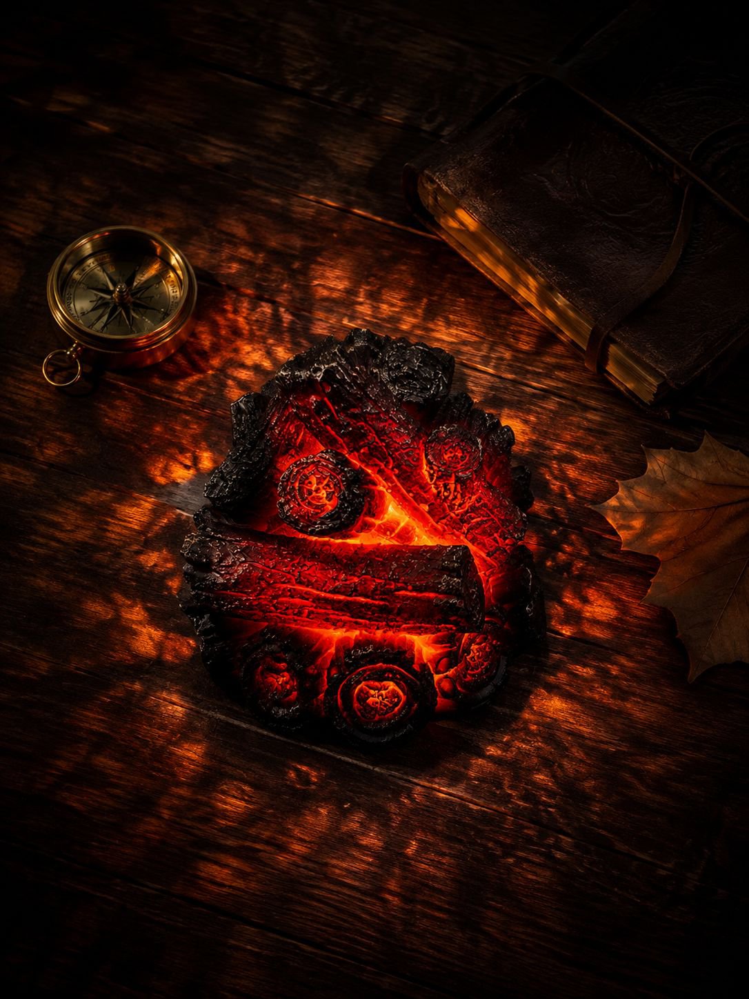 Decorative LED flame lamp creating a warm home atmosphere