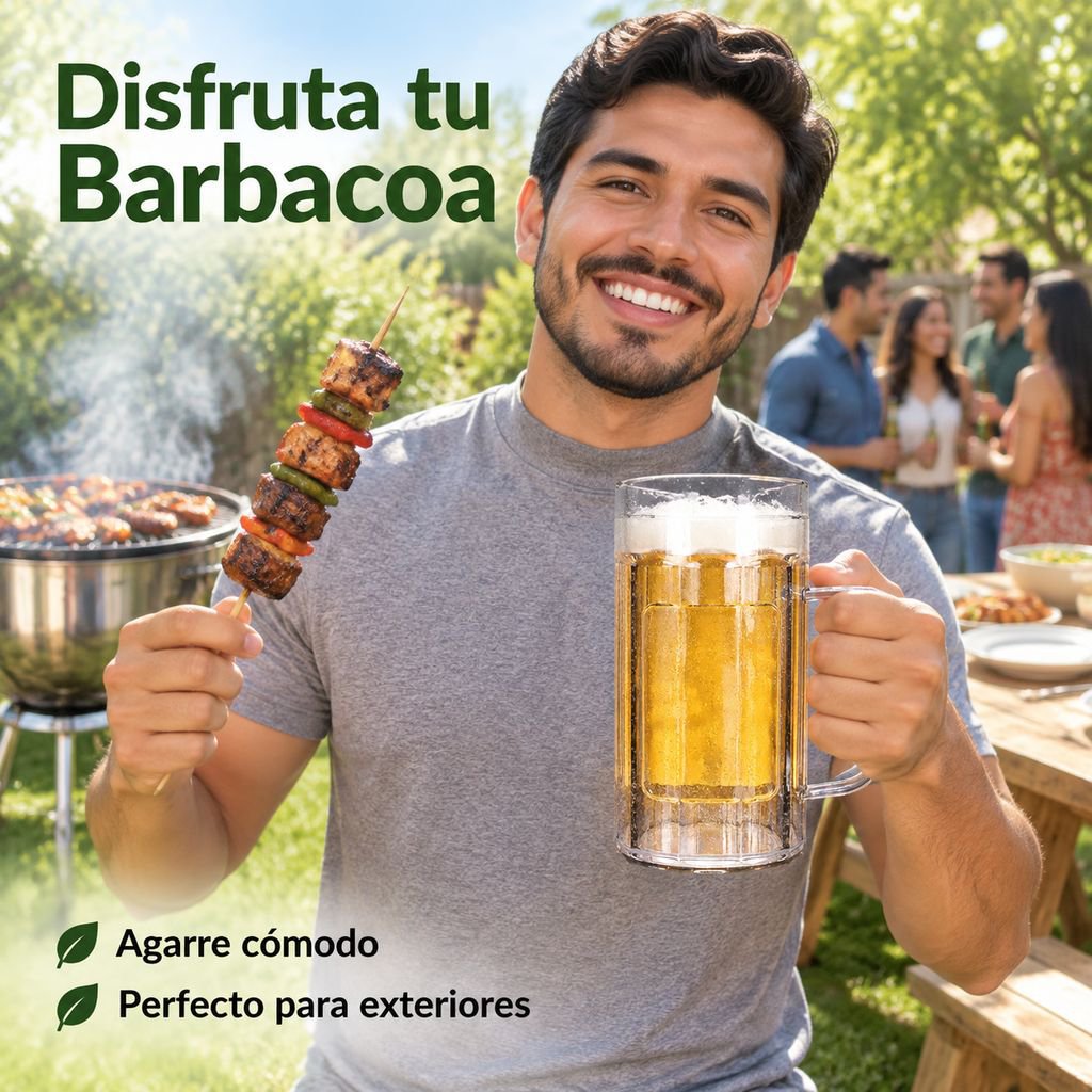 Jarra de Cerveza Acrílica Plástico PET 500ml con Asa para KTV Bar