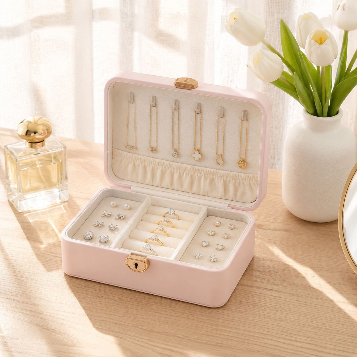 Premium Large-Capacity Anti-Theft Jewelry Organizer