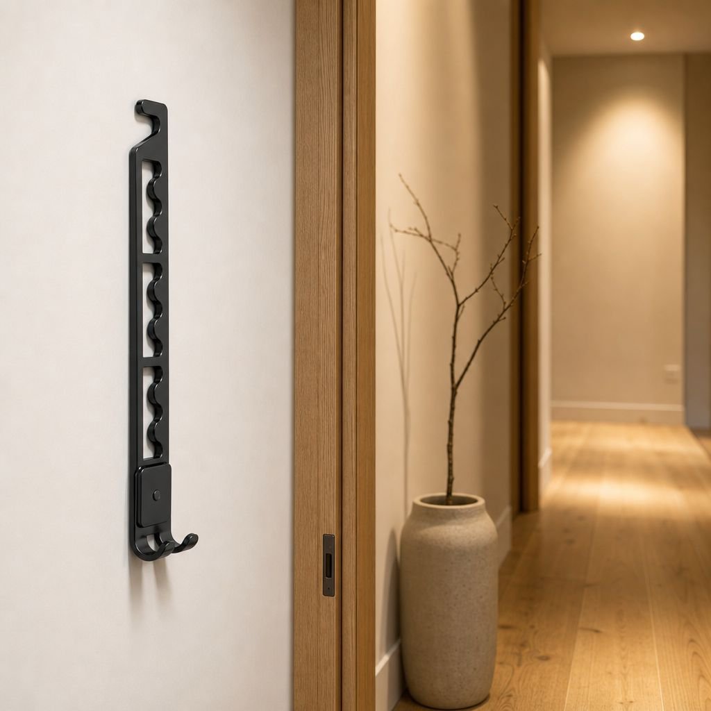 Zusammenklappbarer Kleiderständer aus Aluminium zur Wandmontage, schlagfrei, Modell B