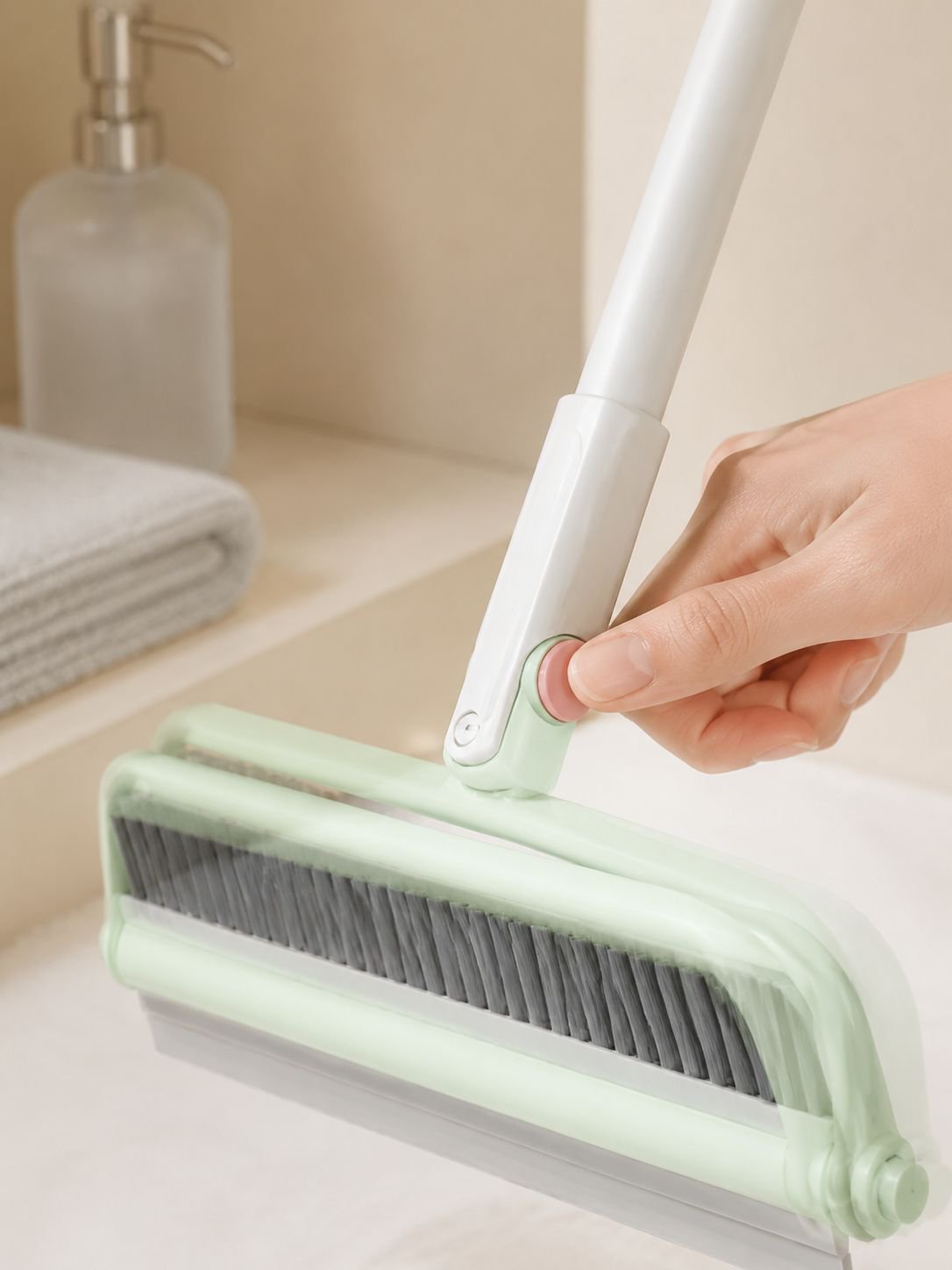 Adjustable rotating brush for easy cleaning