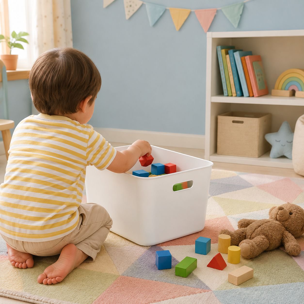 Compact plastic storage box for kitchen accessories