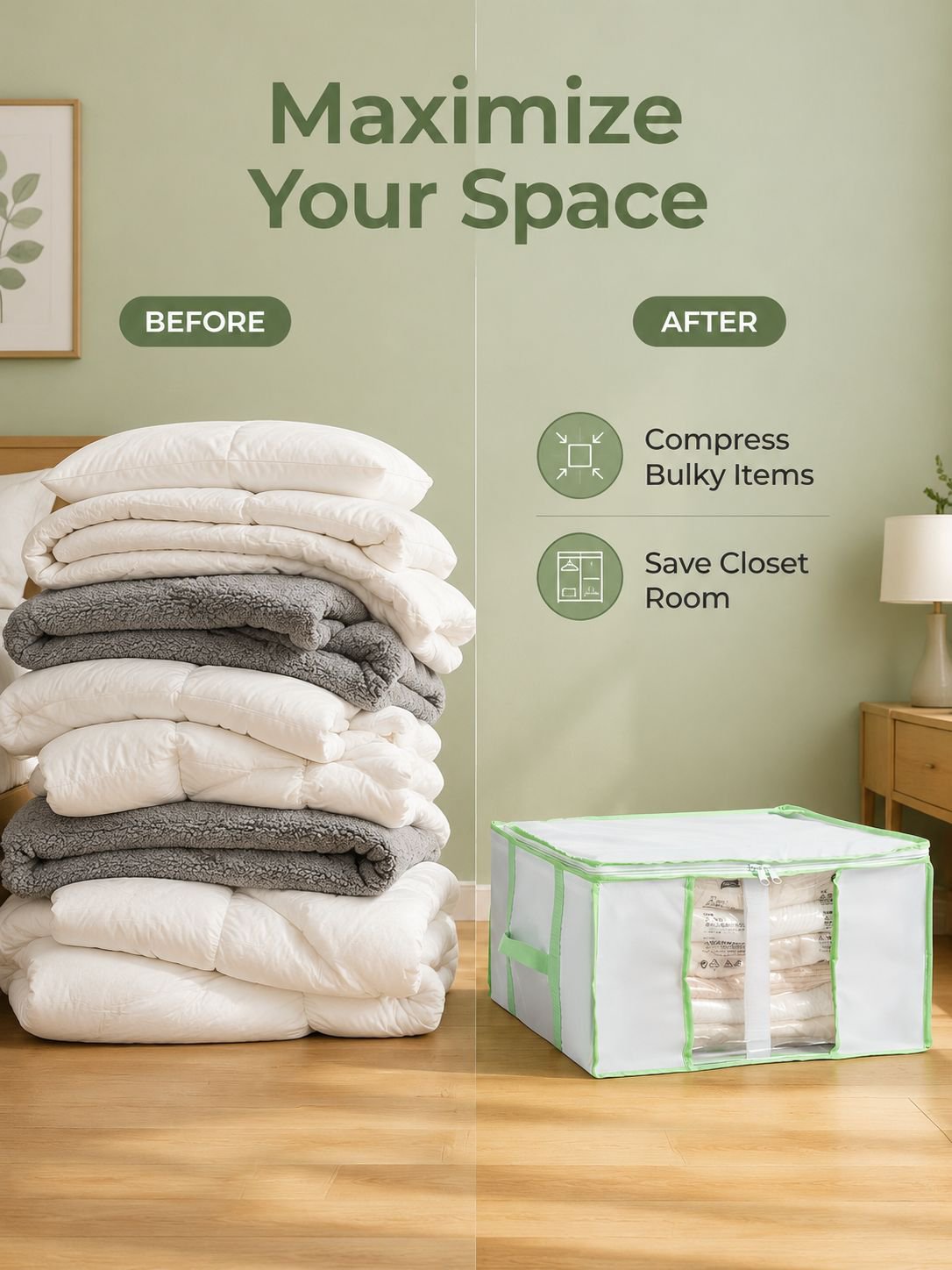 [Under-Bed Storage Box] Tailee Vacuum Compression Storage Box, Organizer, Oxford Cloth Clothing & Qu