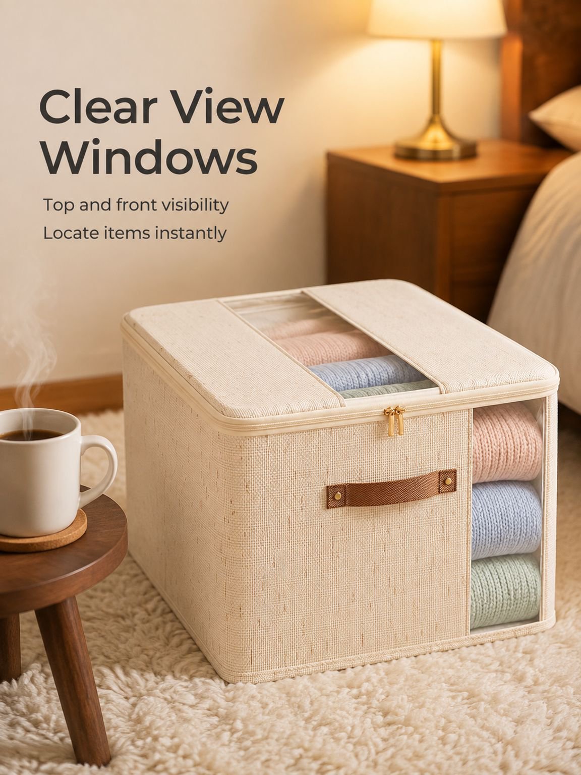 Double-window storage zipper box