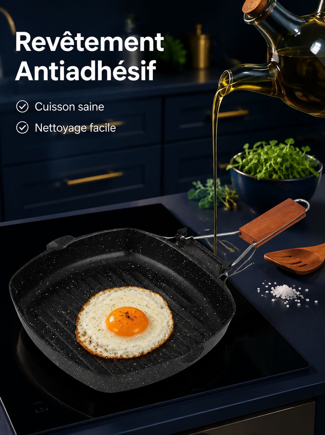 Poêle polyvalente pour cuisinière à induction et à gaz