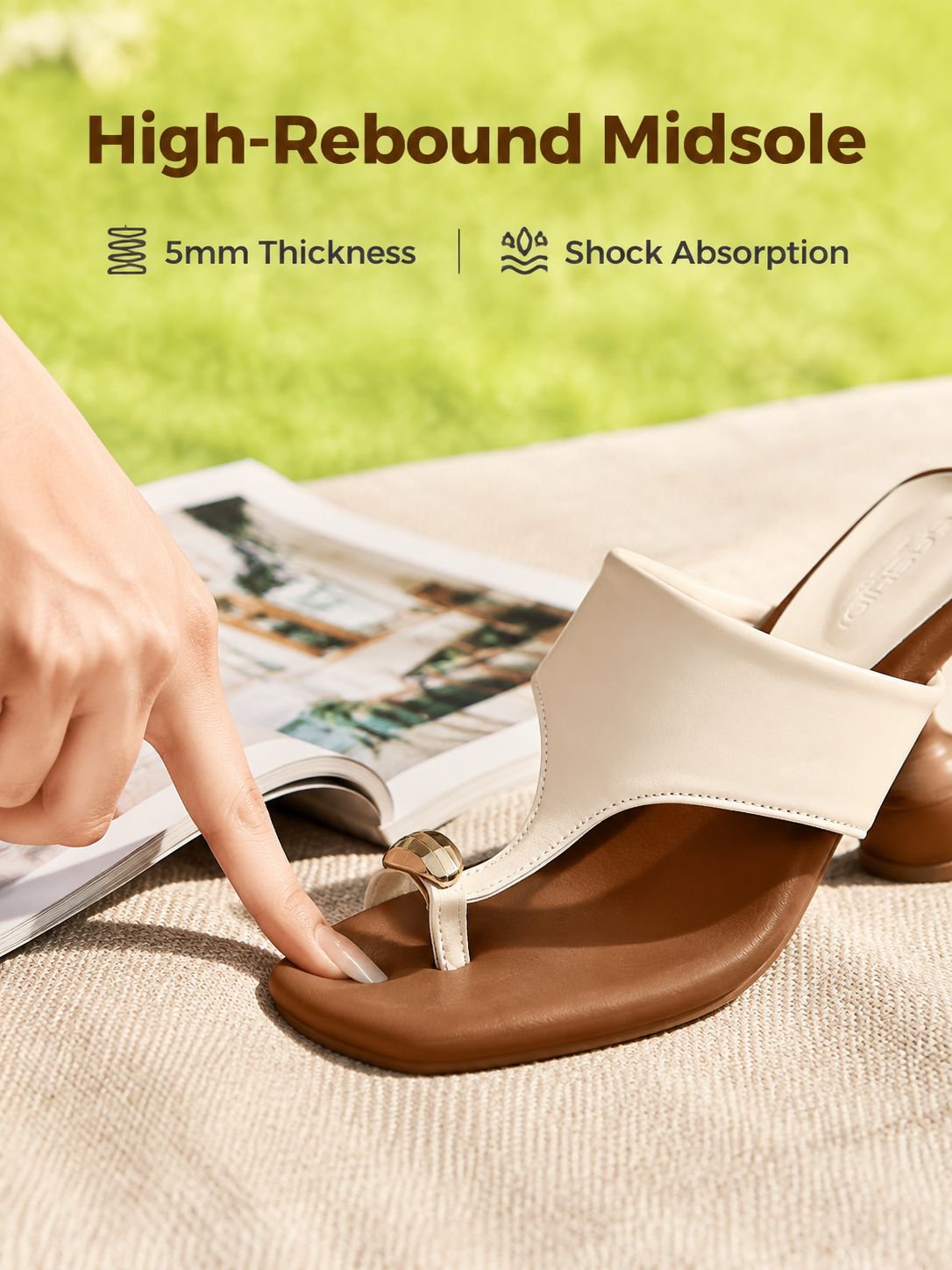 Summer New Retro Chunky Heel Flip-flops, Square Toe Fashion Women's Shoes