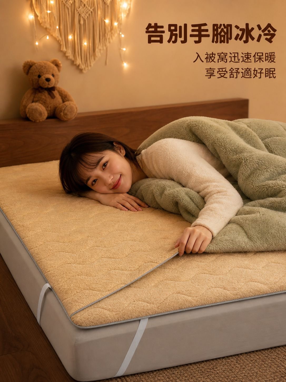加厚保暖羊羔絨床墊