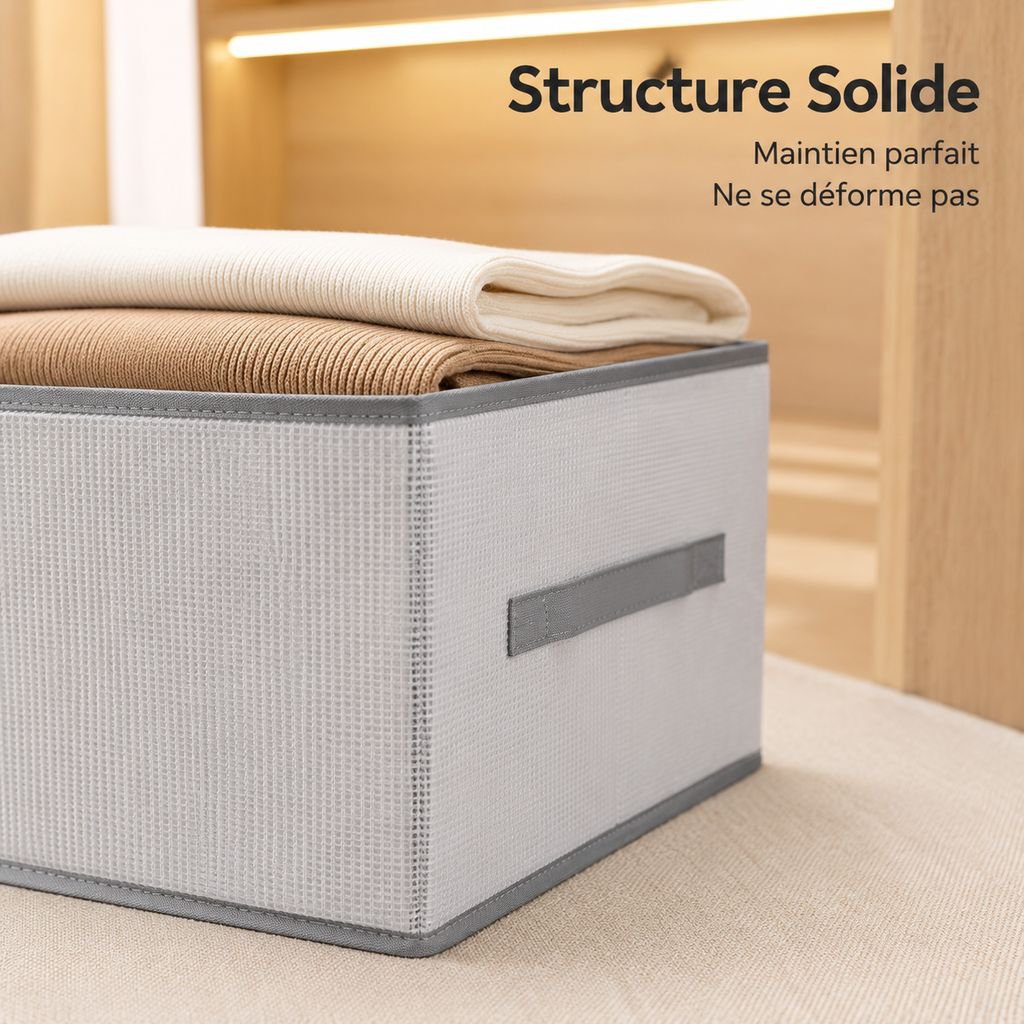 Boîte de rangement pliable et compartimentée en polypropylène pour pantalons et vêtements