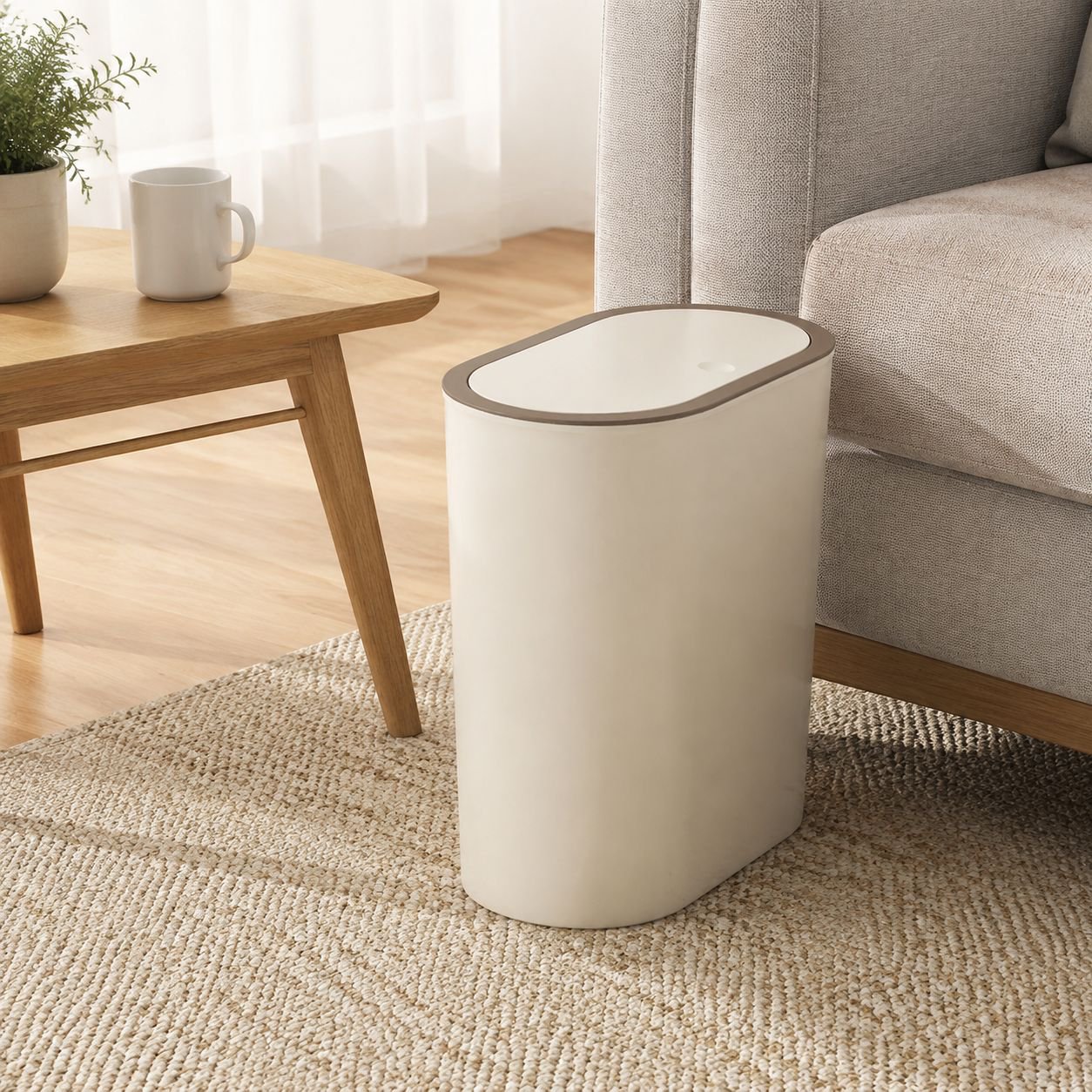 Push-Type Odor-Resistant Lidded Trash Bin with Storage, Perfect for Home Use