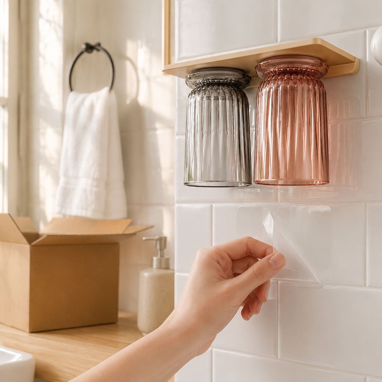 Family toothbrush storage solution on wall