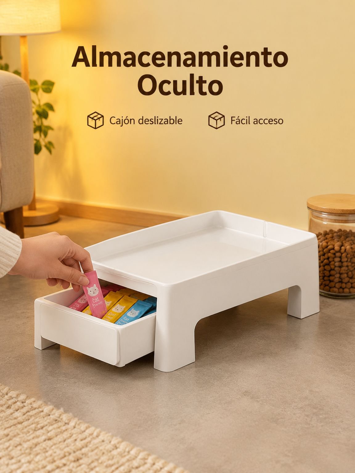 Base elevadora regulable para tazones de comida para gatos