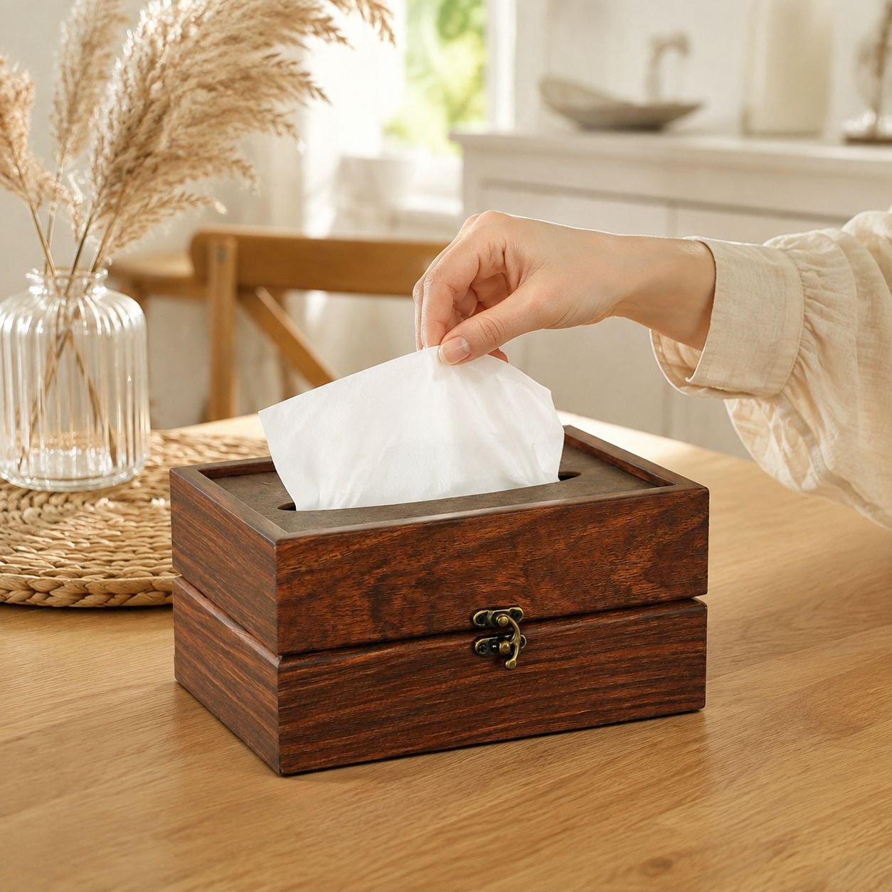 Solid wood tissue box Chinese style living room wooden multifunctional hotel paper box office tissue