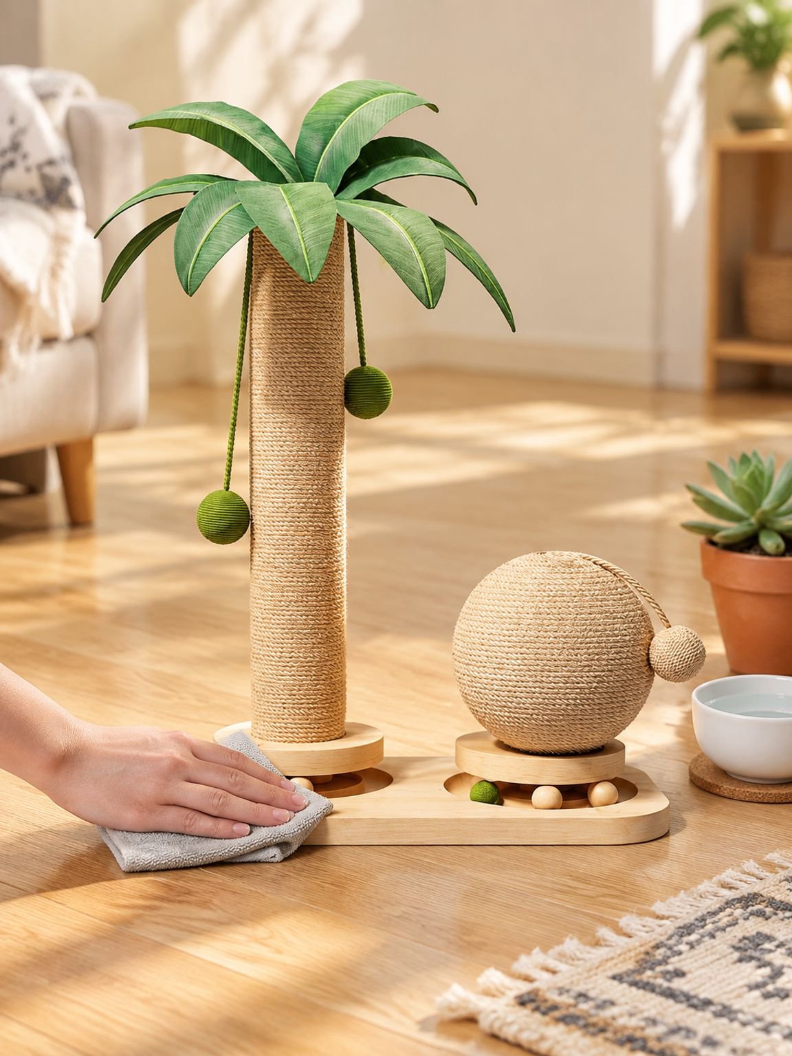 Árbol de actividades para gatos con varias alturas y niveles