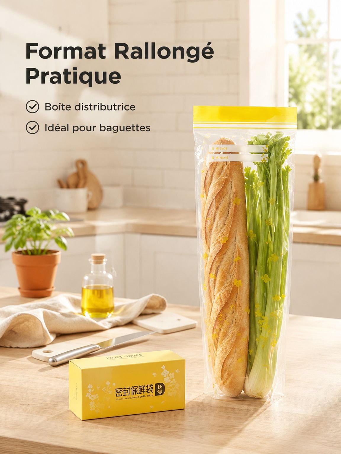 Sac de conservation à double ficelle, format rallongé