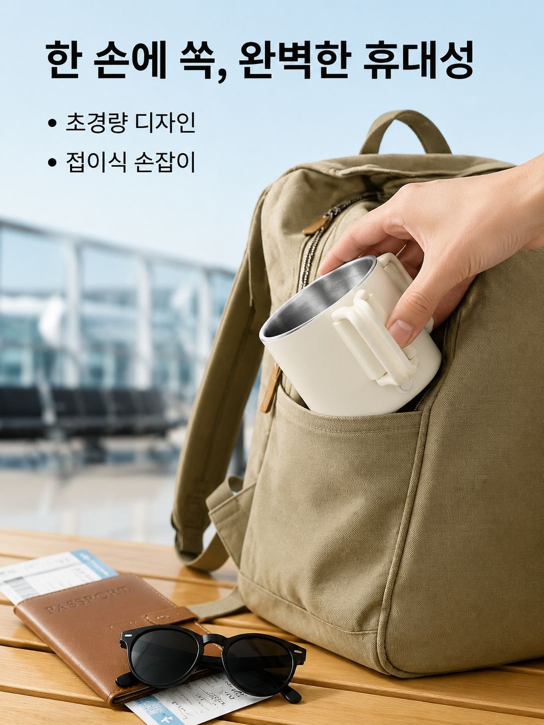 휴대용 스테인리스강 접이식 주전자