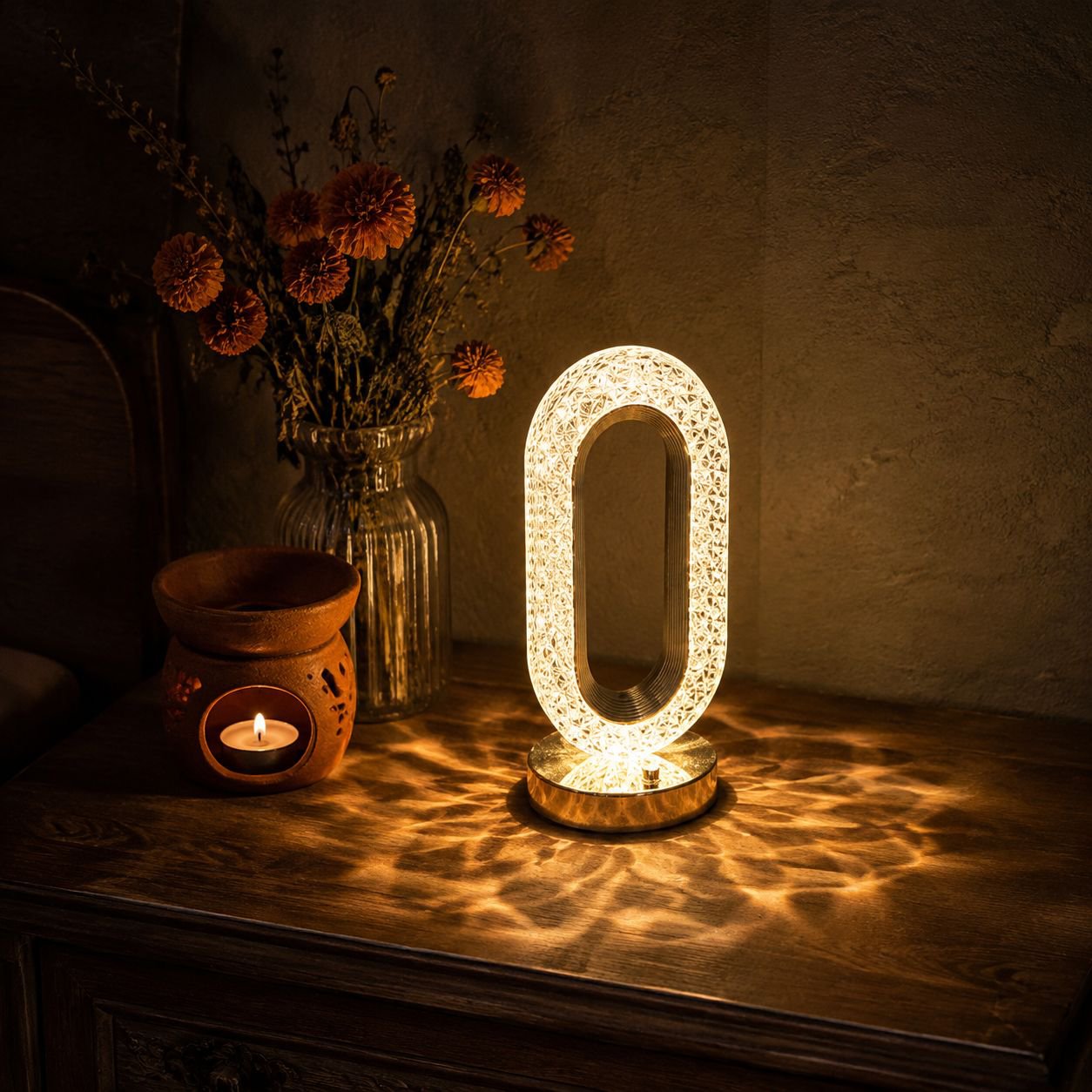 Lámpara de mesa de cristal con función táctil
