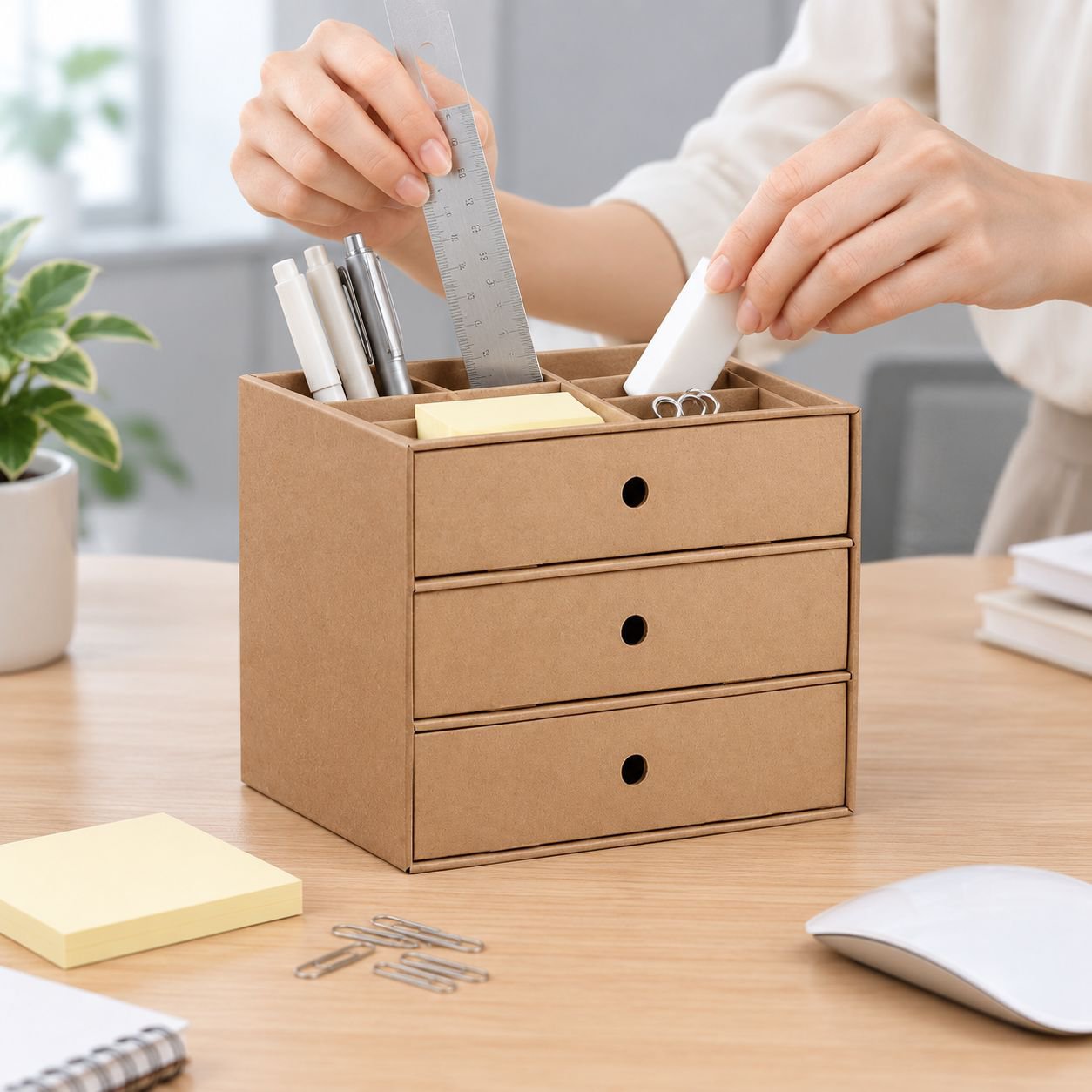 Boîte de rangement multifonctions pour bureau