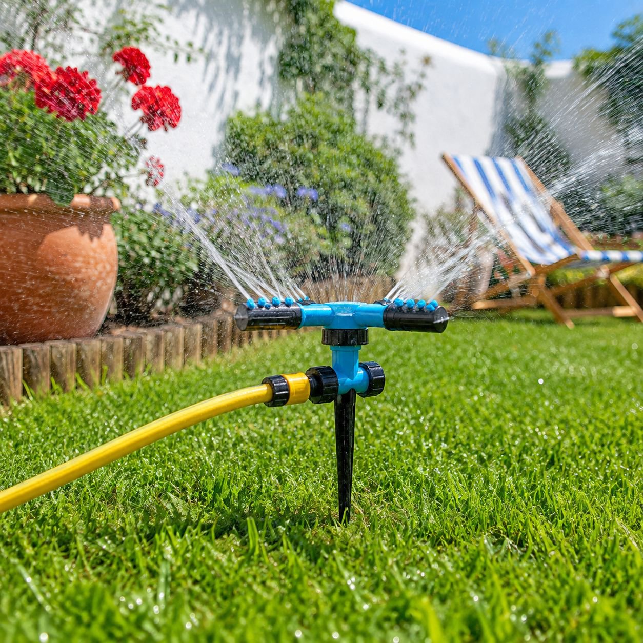 Aspersor Automático Giratorio: Espacio Cómodo para Mascotas y Jardinería